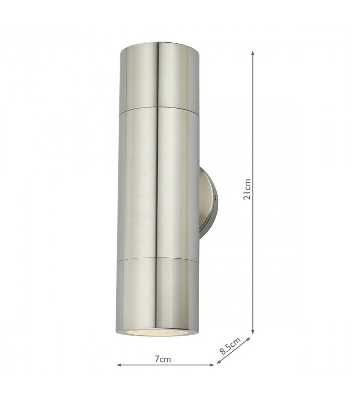 Up & Down Wall Light Aluminium IP65, 2x GU10