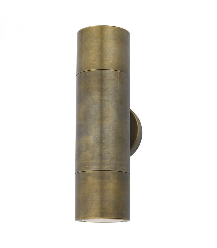 Up & Down Wall Light Antique Brass IP65, 2x GU10