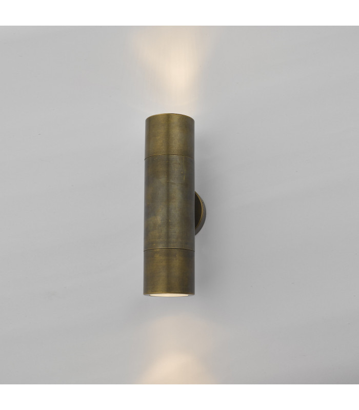 Up & Down Wall Light Antique Brass IP65, 2x GU10