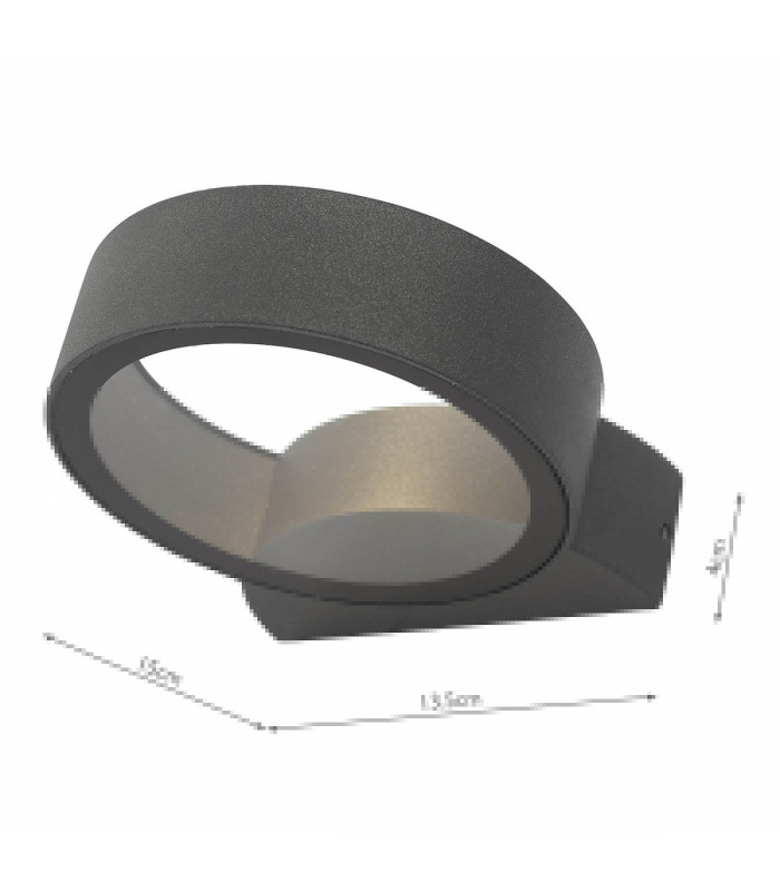 Wall Light Circle Fixed Anthracite IP65 LED, 1x LED