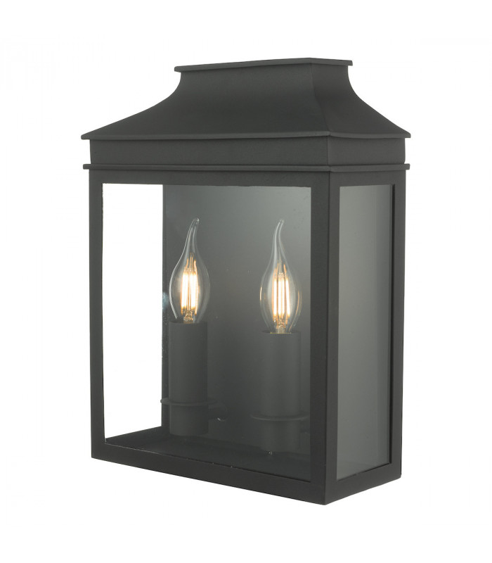 Lantern Coach Lantern Wall Light Black IP44, 2x E14