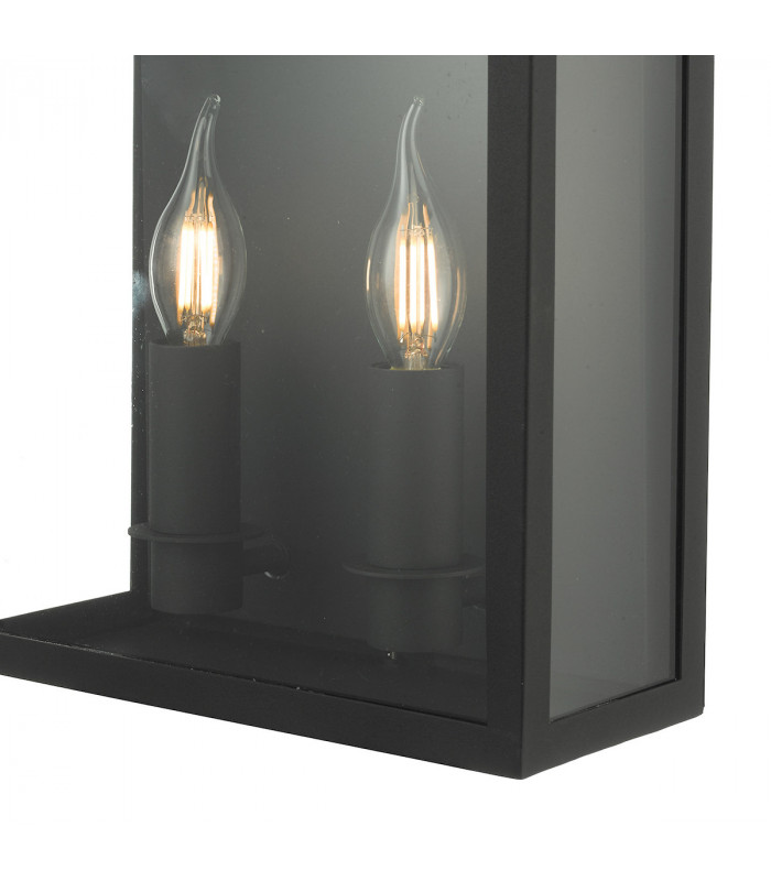 Lantern Coach Lantern Wall Light Black IP44, 2x E14