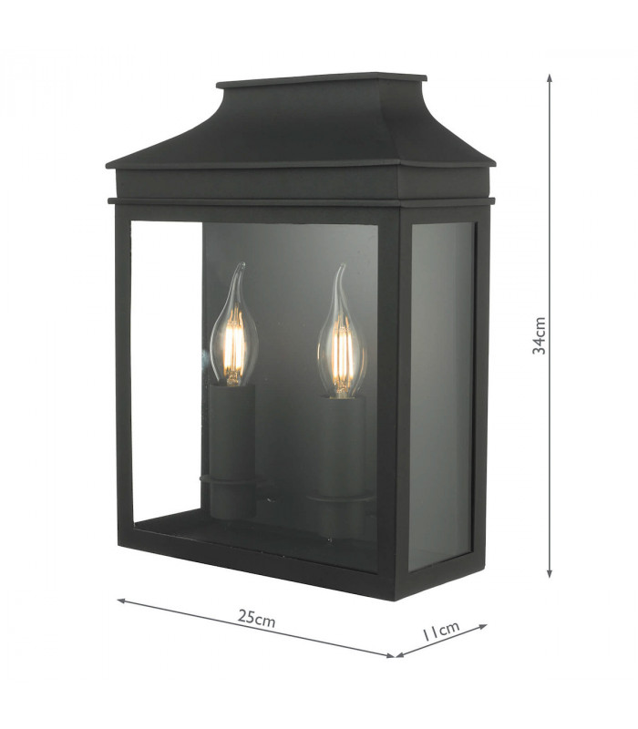 Lantern Coach Lantern Wall Light Black IP44, 2x E14