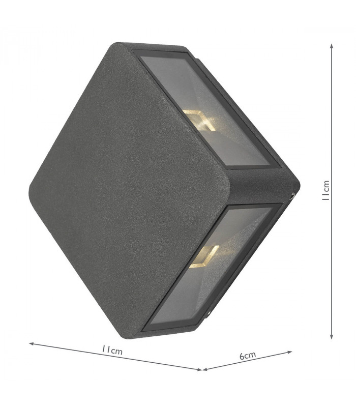 Wall Light Square Anthracite IP65 LED, 4x LED