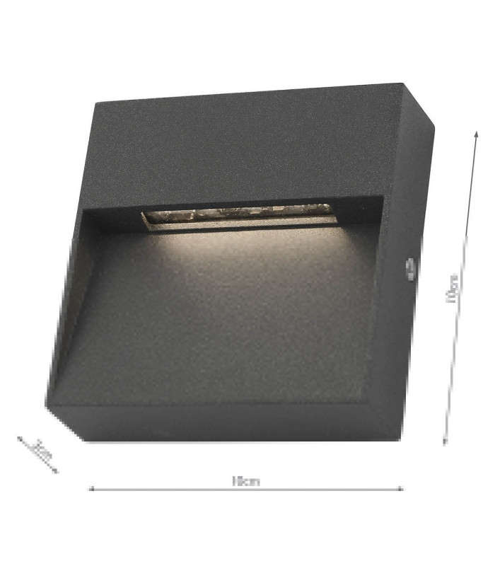 Flush Ceiling Light Outdoor Wall Light Square Eyelid Anthracite IP65 LED
