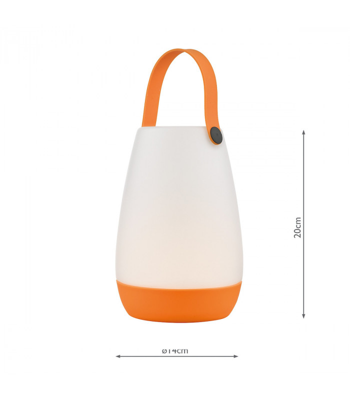 Portable BEPPE Table Lamp Opal Acrylic, Orange Base & Handle IP54 LED