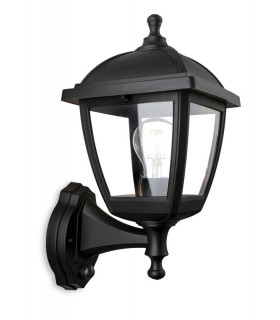 Outdoor PIR Motion Sensor Wall Lamp Black IP44, E27