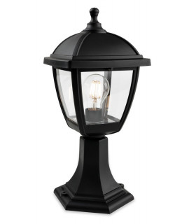 Outdoor Pedestal Light 4 Panel Black IP44, E27