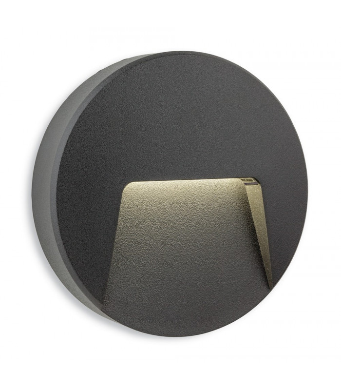 Outdoor Integrated LED Surface Mounted Wall & Step Light Round Graphite IP65