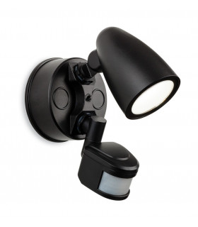 Outdoor Integrated LED PIR Motion Sensor Wall Spotlight Black IP54