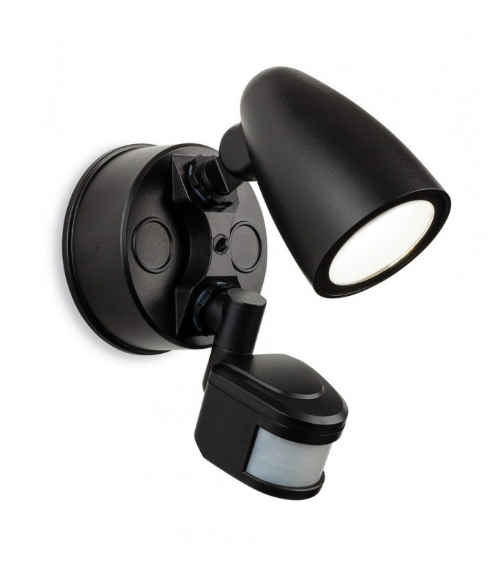Outdoor Integrated LED PIR Motion Sensor Wall Spotlight Black IP54