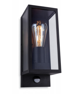 Outdoor PIR Motion Sensor Flush Box Wall Light Black IP44, E27