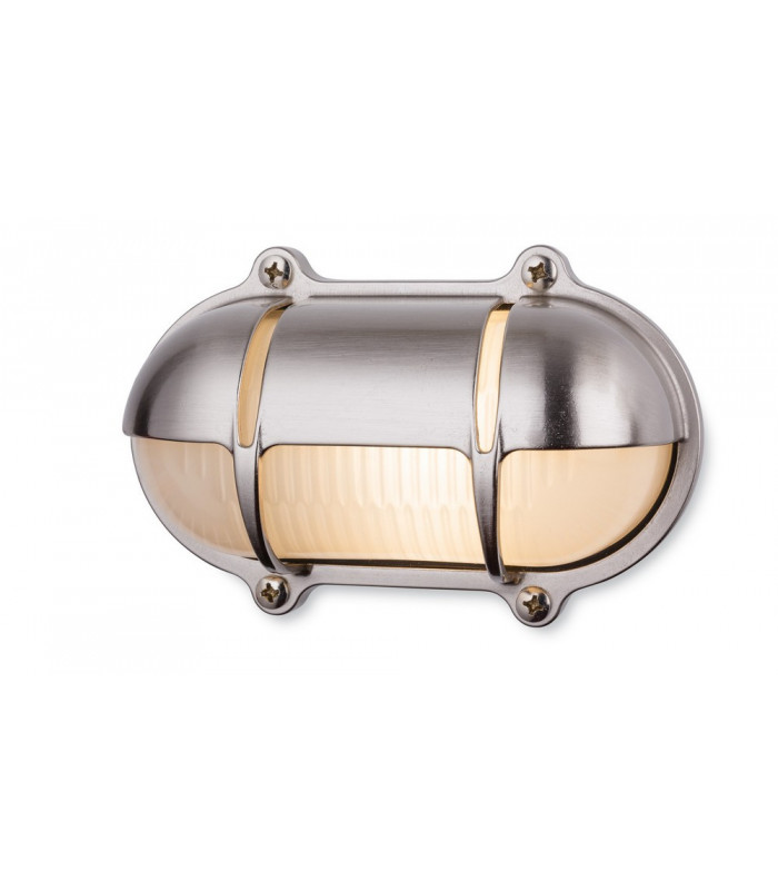 Outdoor Brass Bulkheads Wall Light Oval Nickel Finish IP64, E27