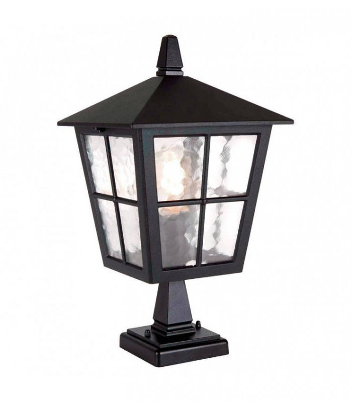 1 Light Outdoor Pedestal Lantern Black IP43, E27