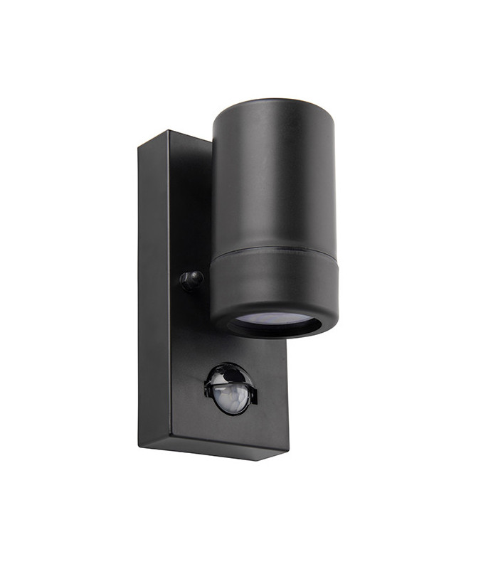 Outdoor PIR Motion Sensor Wall Downlight Black IP44, GU10