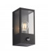 Outdoor Box Lantern Matt Black with PIR Motion Sensor, IP44