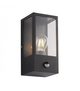 Outdoor Box Lantern Matt Black with PIR Motion Sensor, IP44