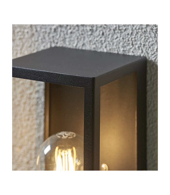 Outdoor Box Lantern Matt Black with PIR Motion Sensor, IP44