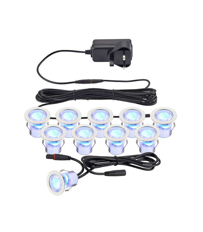 Outdoor Reccessed Ground 10x 0.45W Decking Lights, IP44