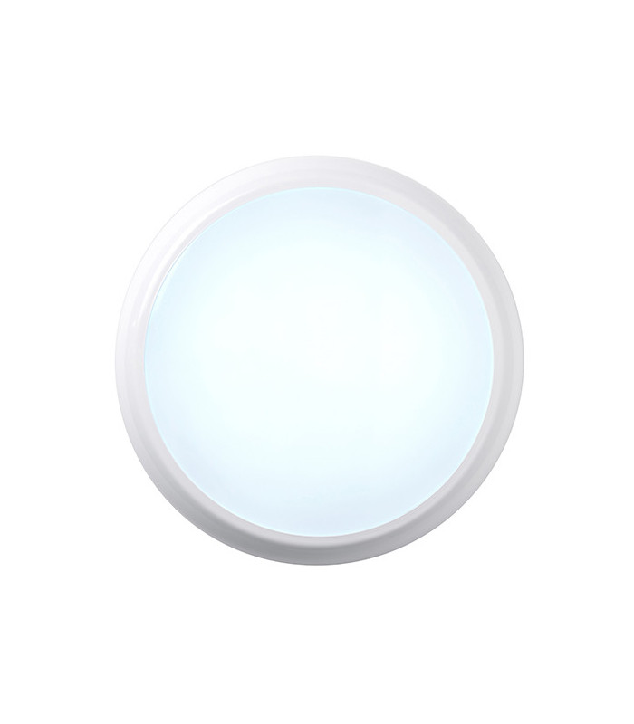 18W LED Round Flush Light Gloss White with Emergency & Sensor 120˚ detection angle, IP65