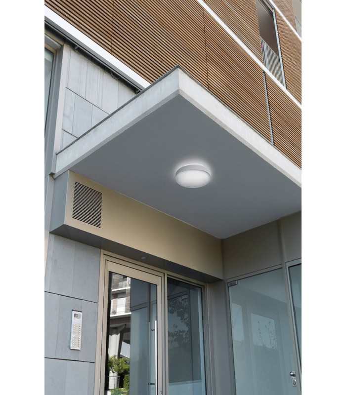 Outdoor Simple Flush White, Opal IP65 E27