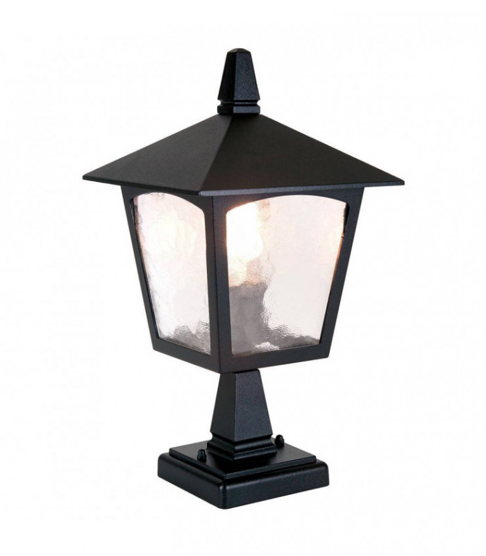 1 Light Outdoor Pedestal Lantern Black IP43, E27