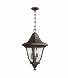 3 Light Medium Outdoor Ceiling Chain Lantern Bronze, E14