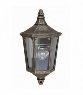 1 Light Outdoor Wall Half Lantern Light Black, Gold IP44, E27