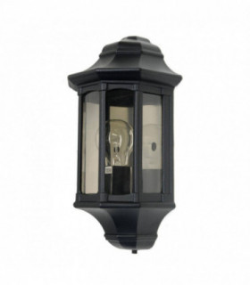 1 Light Outdoor Wall Half Lantern Light Black IP44, E27