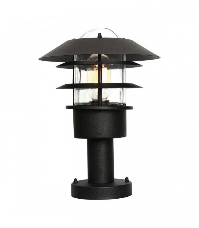 1 Light Outdoor Coastal Pedestal Lantern Black IP44, E27