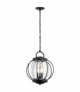 3 Light Medium Outdoor Ceiling Chain Lantern Black, E14