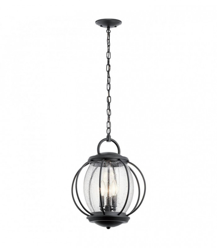3 Light Medium Outdoor Ceiling Chain Lantern Black, E14