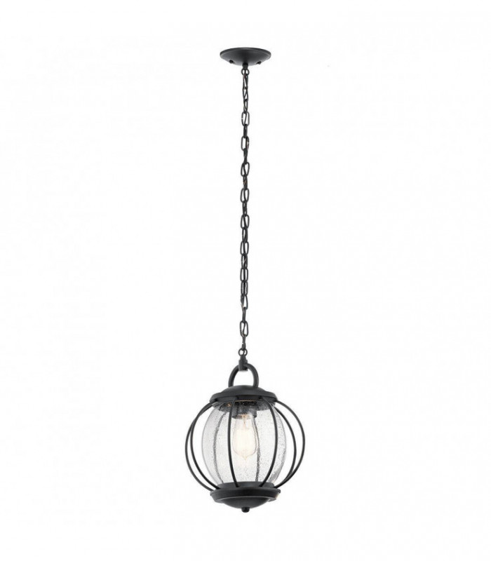 1 Light Small Outdoor Ceiling Chain Lantern Black, E27