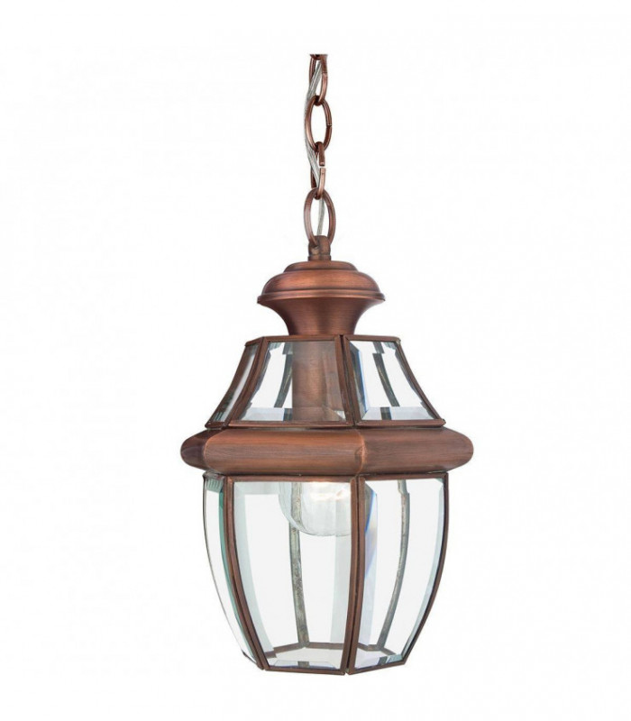 1 Light Medium Chain Lantern - Aged Copper, E27