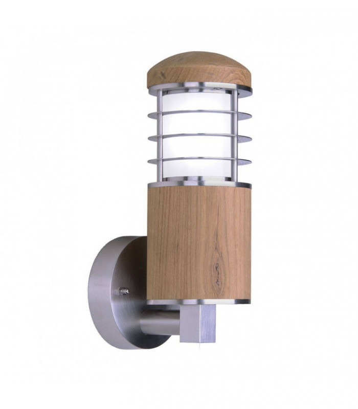 1 Light Outdoor Wall Light Stainless Steel, Teak IP44, E27