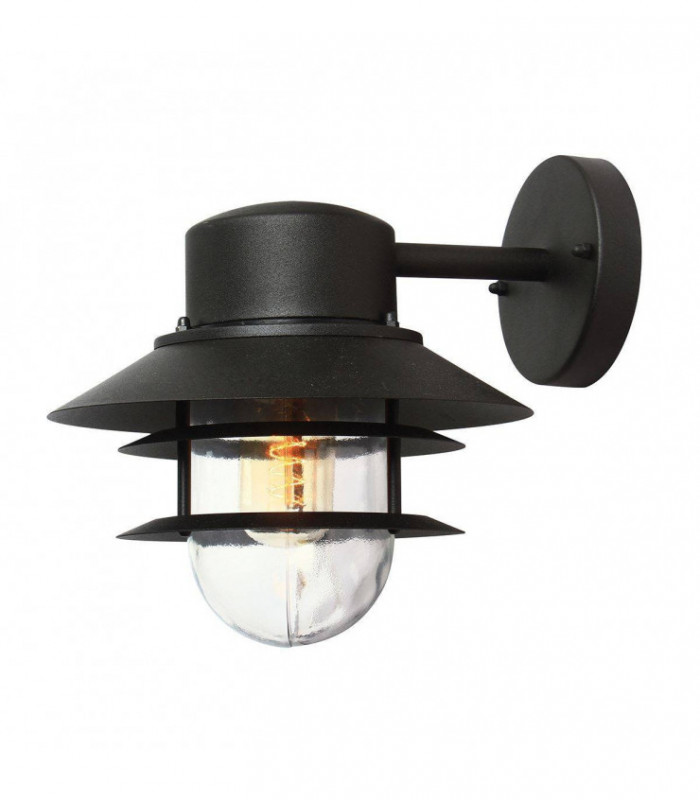 1 Light Outdoor Dome Wall Lantern Light Black IP44, E27