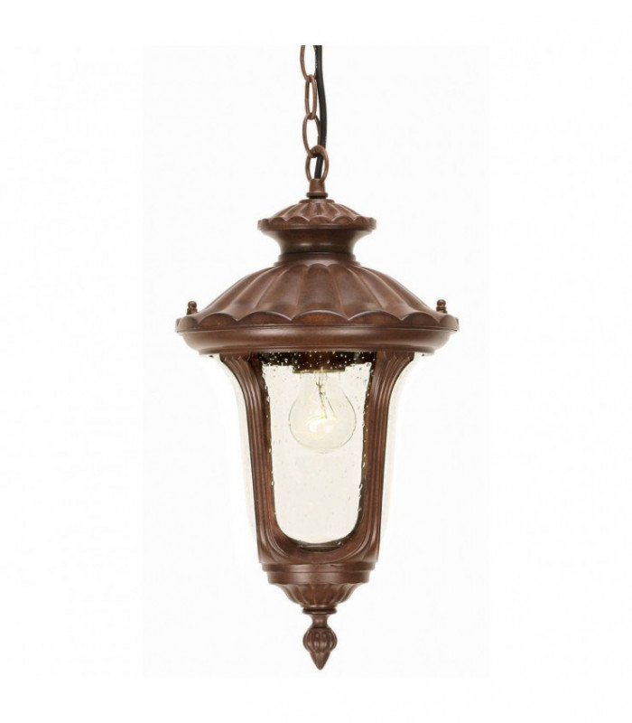 1 Light Small Outdoor Ceiling Chain Lantern Rusty Bronze Patina IP44, E27