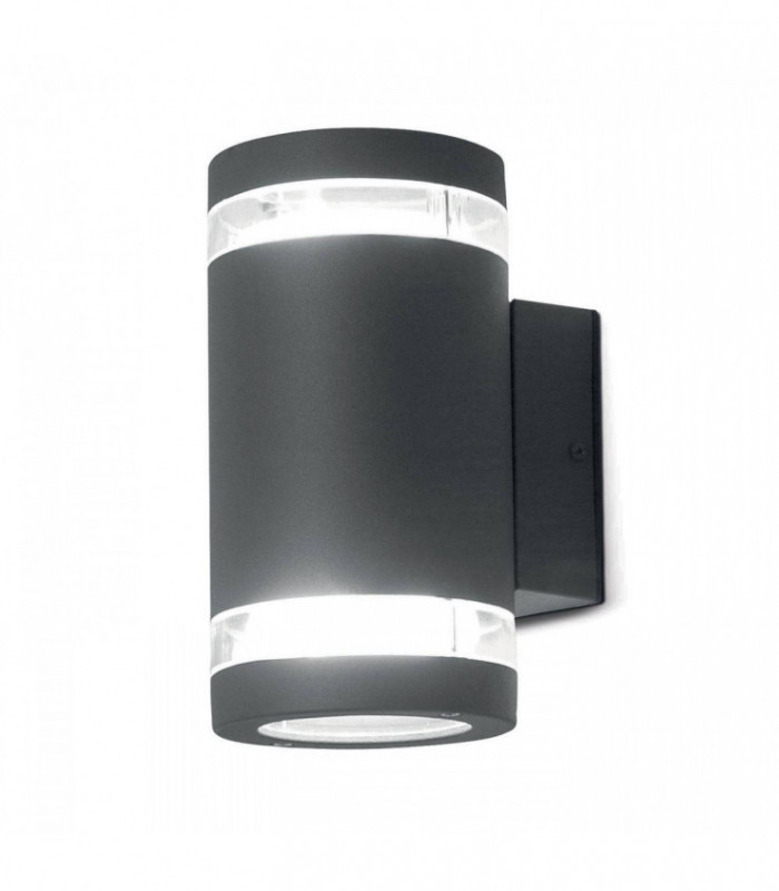 2 Light Outdoor Up Down Wall Light Graphite IP44