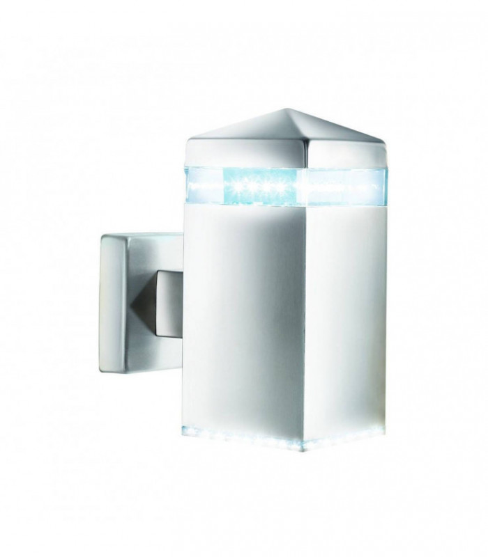 Satin Silver LED Outdoor Wall Light IP44