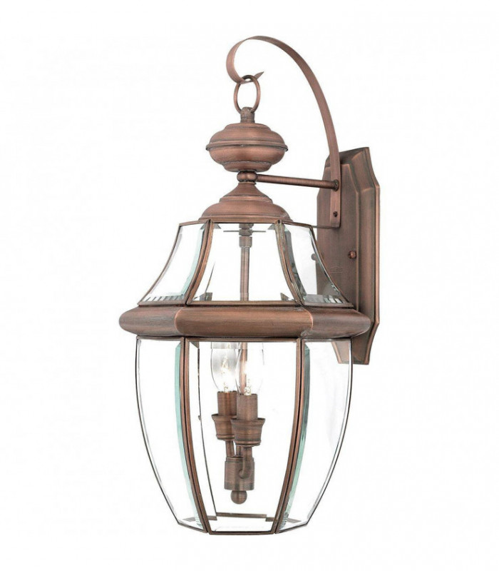 2 Light Large Wall Lantern - Aged Copper, E14