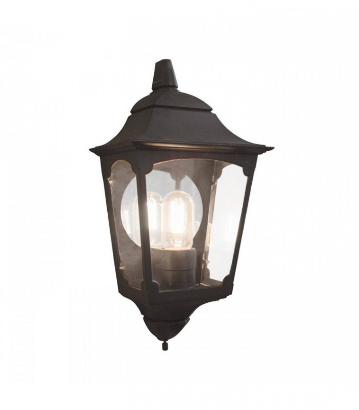 1 Light Outdoor Wall Half Lantern Light Black IP44, E27