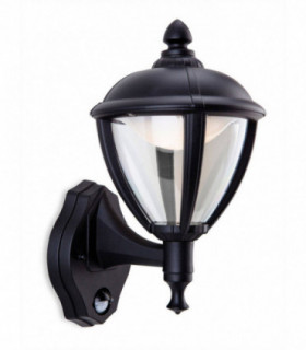 LED Outdoor Wall Lantern, PIR Black IP44