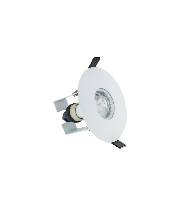 LED Fire Rated Downlight Round White Insulation Guard / GU10 Holder Matt White IP65