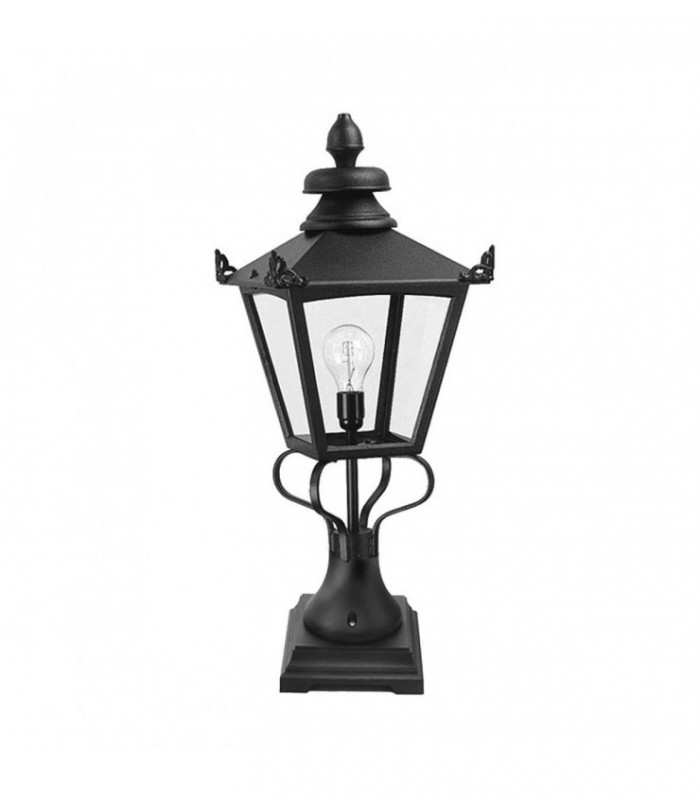 1 Light Outdoor Pedestal Lantern Black, E27