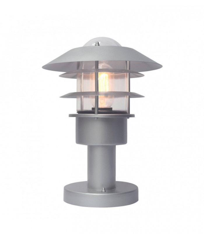1 Light Outdoor Pedestal Lantern Silver, 304 Ss IP44, E27