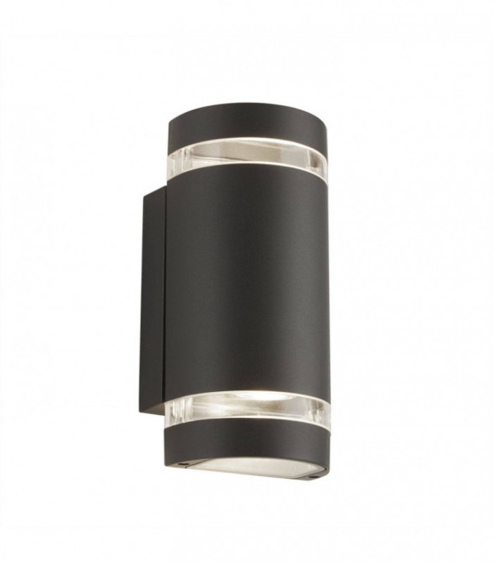 2 Light Outdoor Up & Down Wall Light Grey IP44, GU10