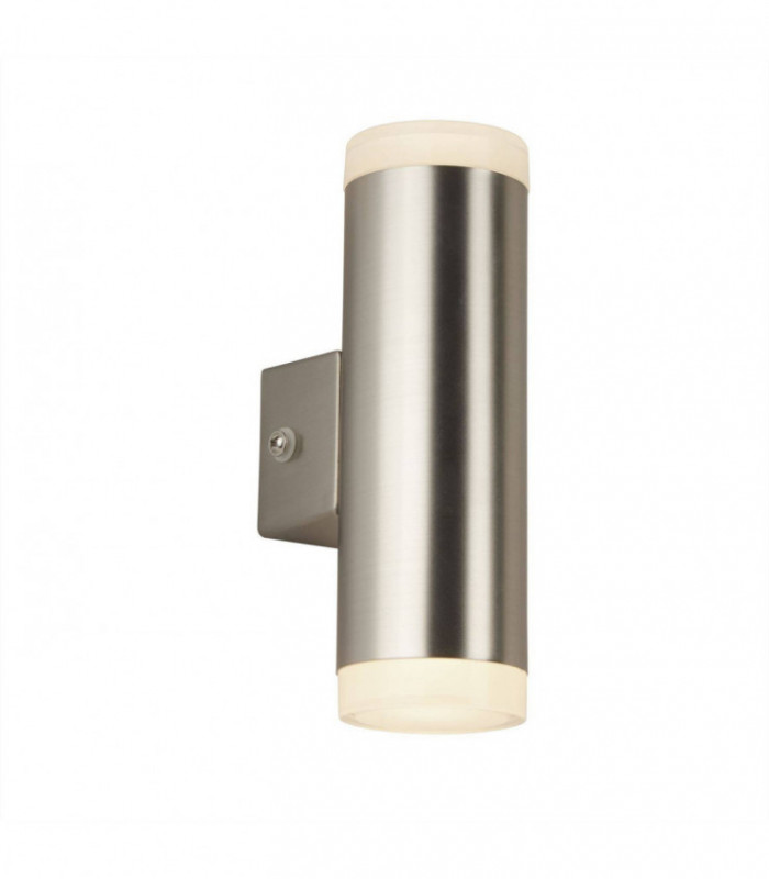 Integrated LED 2 Light Outdoor Up & Down Wall Light Satin Silver IP44