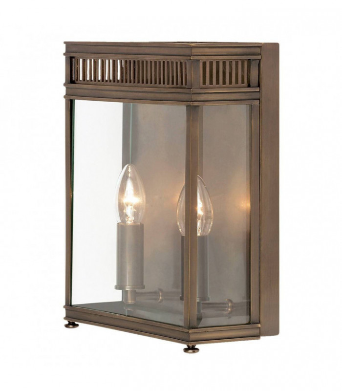 2 Light Outdoor Medium Wall Half Lantern Light Dark Bronze IP44, E14