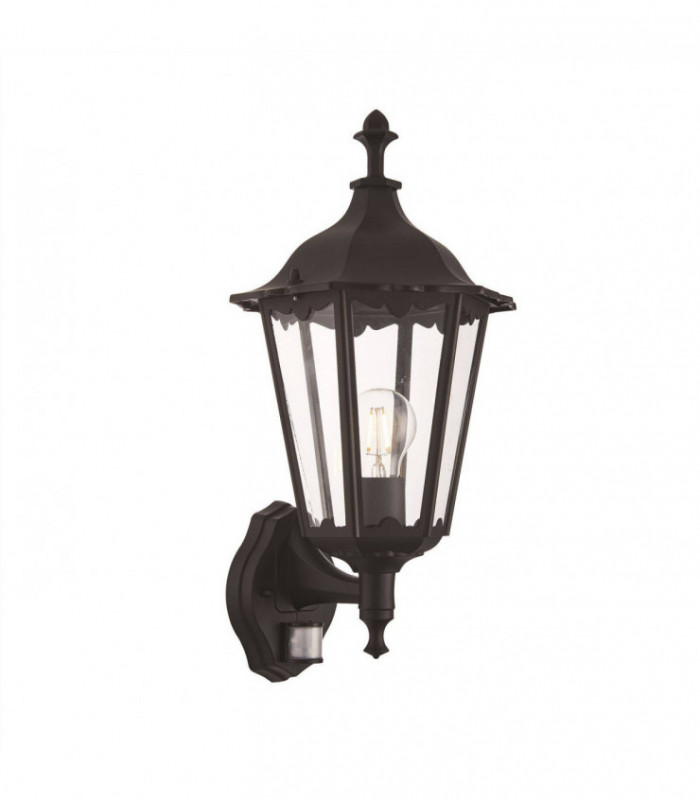 1 Light Outdoor Wall Lantern Matt Black Paint, Glass IP44, E27