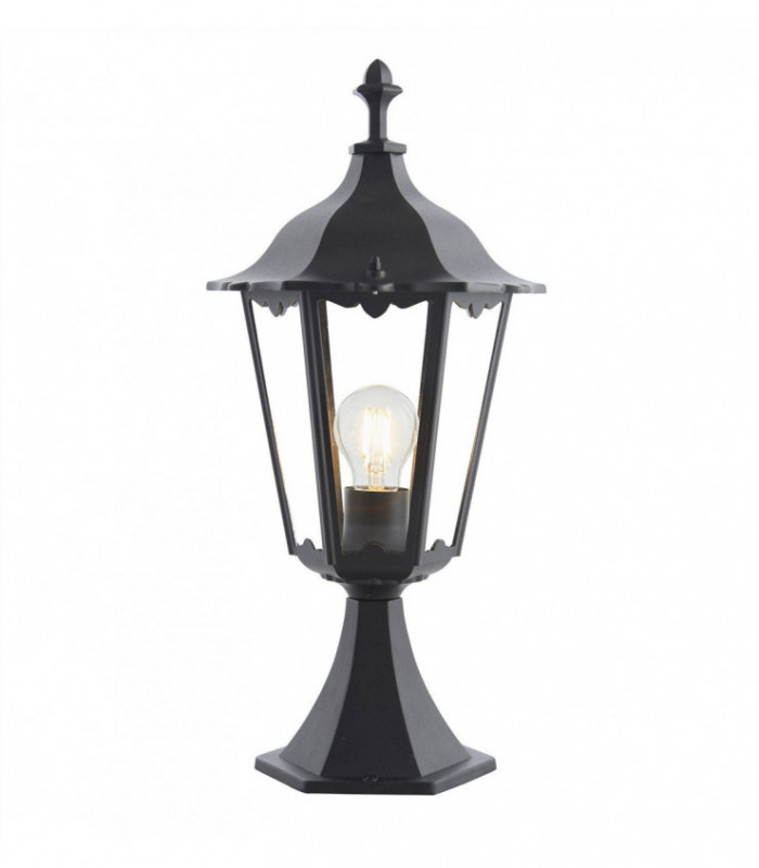 1 Light Outdoor Floor Lamp Matt Black Paint, Glass IP44, E27